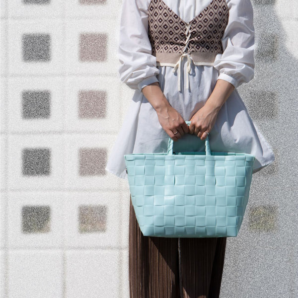 【カゴバッグ】手編み HandedBy NICE SHOPPER 2023 soft mint（ カゴバッグ ハンドバッグ かばん 鞄 バスケット ハンドメイド リサイクル素材 ハンデッドバイ ）【お取り寄せ】