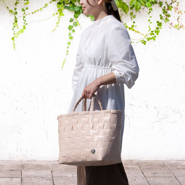 【カゴバッグ】手編み HandedBy NICE SHOPPER 2023 soft peach（ カゴバッグ ハンドバッグ かばん 鞄 バスケット ハンドメイド リサイクル素材 ハンデッドバイ ）【お取り寄せ】