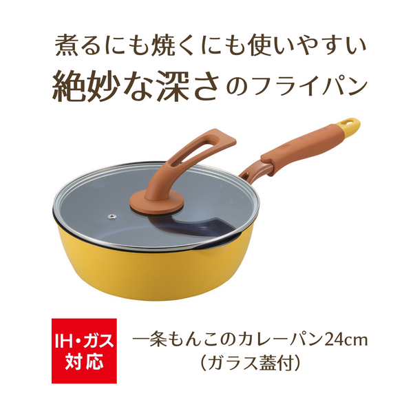 一条もんこのカレーパン 24cm ガラス蓋付 IH対応