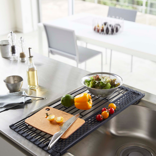 折り畳み水切り シリコーントレー付き Ｓ タワー 山崎実業 tower 05058　ブラック