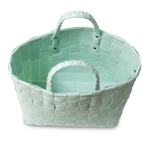 【カゴバッグ】手編み HandedBy NICE SHOPPER 2023 soft mint（ カゴバッグ ハンドバッグ かばん 鞄 バスケット ハンドメイド リサイクル素材 ハンデッドバイ ）【お取り寄せ】