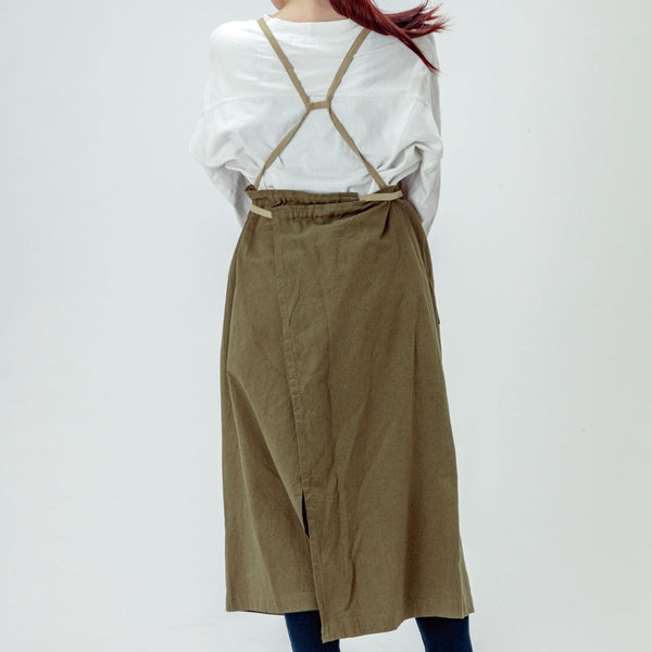 【残りあとわずか】当店オリジナル 綿麻フレッシュエプロン カーキ - Peacetar Black Label【送料無料】