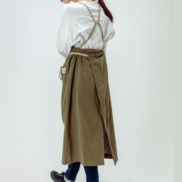【残りあとわずか】当店オリジナル 綿麻フレッシュエプロン カーキ - Peacetar Black Label【送料無料】