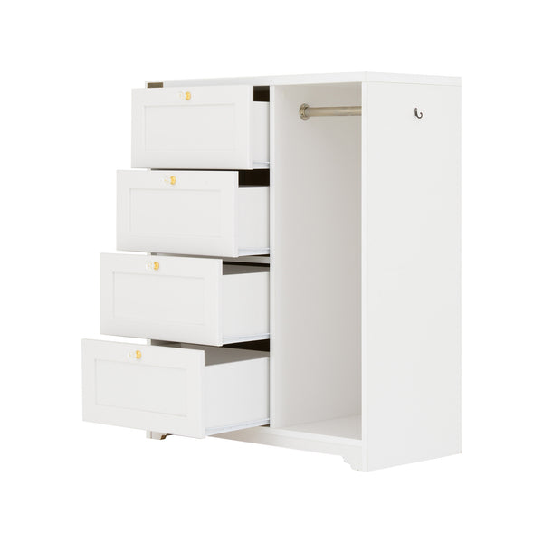 4FUL　ANRI（アンリ）　チェスト　ハンガー収納付き・８０cm幅　ホワイト【送料無料】