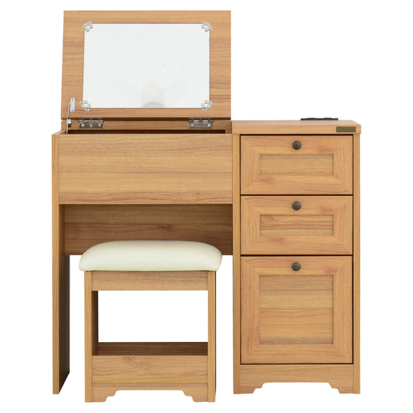 4FUL　ANRI（アンリ）　デスクドレッサー　８０cm幅　ホワイト/オーク【送料無料】