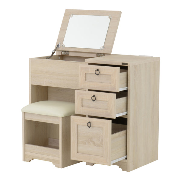 4FUL　ANRI（アンリ）　デスクドレッサー　８０cm幅　ホワイト/オーク【送料無料】