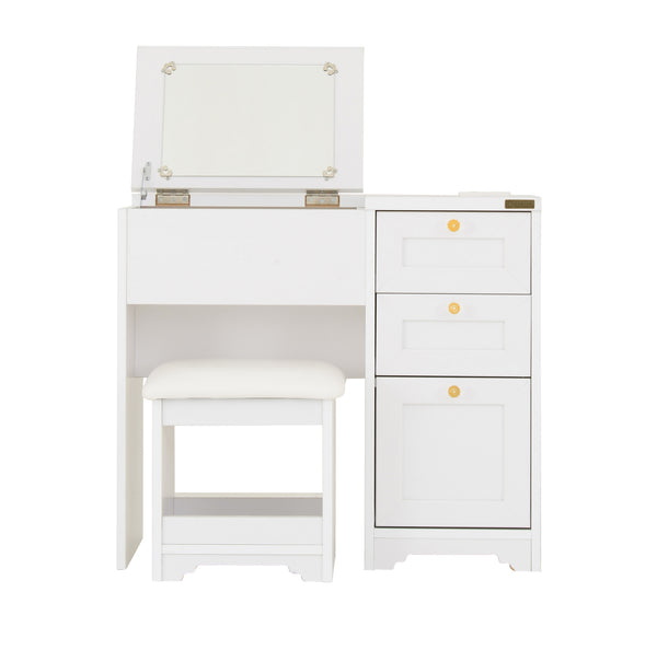 4FUL　ANRI（アンリ）　デスクドレッサー　８０cm幅　ホワイト/オーク【送料無料】