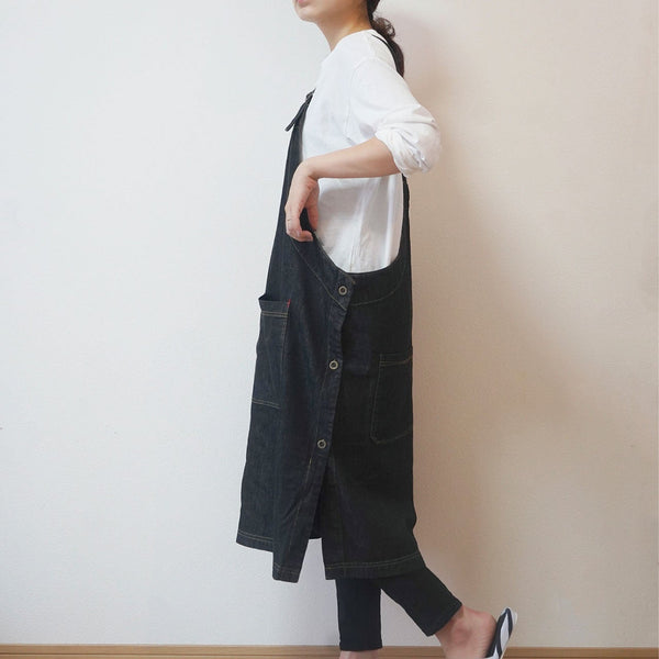 【完売】カバーオールエプロン デニムブラック Peacetar Black Label